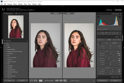 Interface do software Lightroom